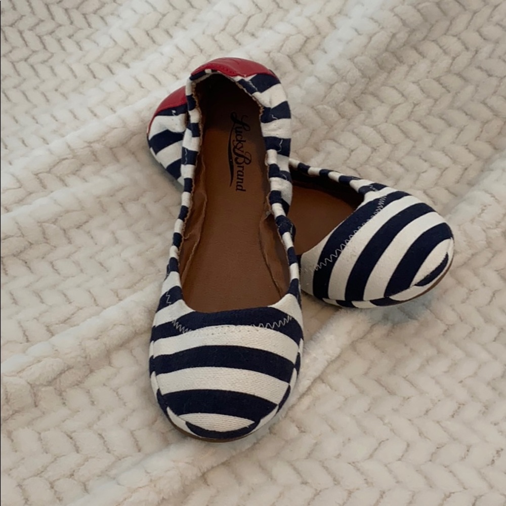 Lucky Brand Navy/white striped Ballet Flats
